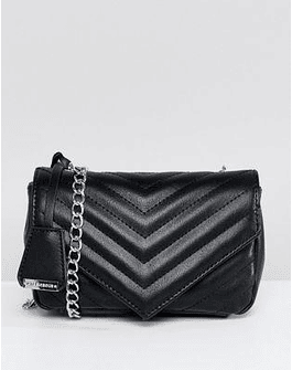 Glamorous Quilted Chevron Cross Body Bag in Black