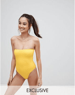 South Beach Crinkle Strap Bandeau Swimsuit