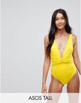 DESIGN Tall Plunge Ruched Front Swimsuit