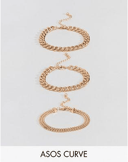 DESIGN Curve pack of 3 bracelets in mixed size chain design
