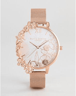 Olivia Burton OB16CB13 Case Cuff Mesh Watch In Rose Gold