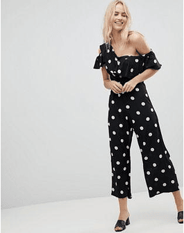 Walter Baker Ruffle Front Polka Dot Jumpsuit