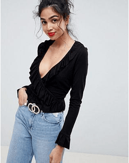 DESIGN Ruffle Wrap Top