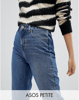 DESIGN Petite Recycled Ritson rigid mom jeans in rich stonewash blue
