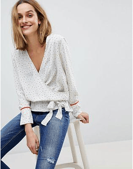 Pieces Printed Wrap Blouse