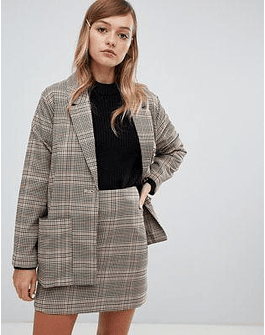 Monki Oversized Check Blazer Two-piece