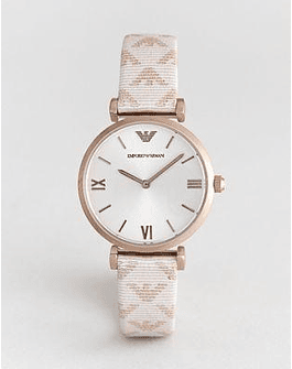 Emporio Armani AR11126 Gianni T-Bar Leather Watch with Logo Strap