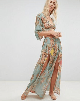 DESIGN Mint Paisley Print Two-piece Maxi Skirt With Split Front