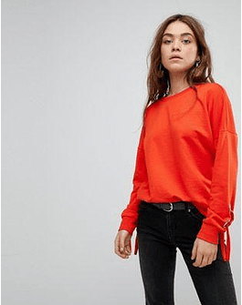 Only Eyelet Lace Detail Sweatshirt