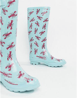 DESIGN Gloria lobster print wellies