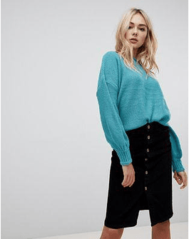 QED London frilly trim textured high neck sweater