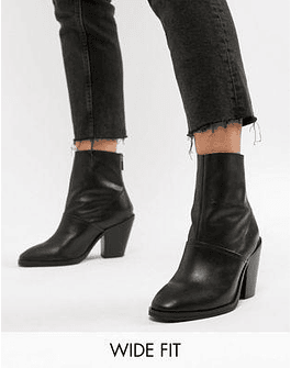 DESIGN Wide Fit Elexis leather ankle sock boots