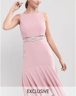 TFNC Slim Sash Belt with Delicate Embellishment