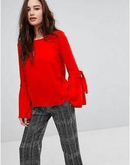 Vila Fluted Sleeve Tie Top