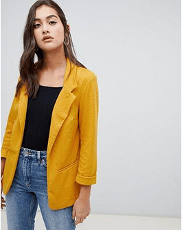 New Look textured blazer in yellow