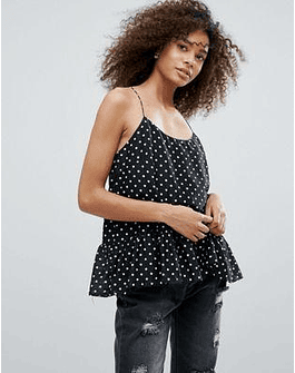 Traffic People Polka Dot Peplum Top