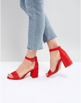 Bershka two part block heel sandals in red