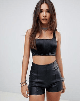 Motel Halloween boned crop top in satin