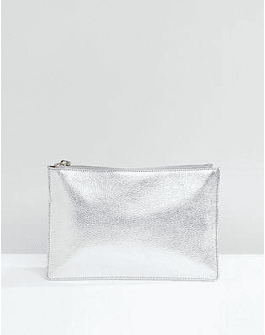 Whistles Metallic Silver Tumbled Small Clutch