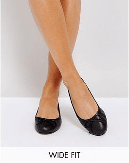 LIFESAVER Wide Fit Leather Ballet Flats