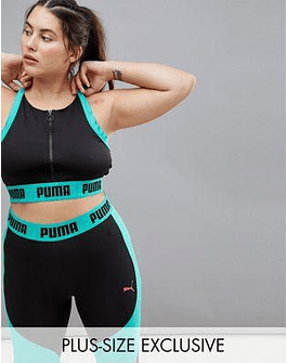 Puma Plus Exclusive To  Zip Up Bra Top In Black And Green