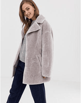 Whistles faux fur cocoon coat
