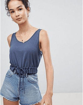 DESIGN crop tank with tie front detail