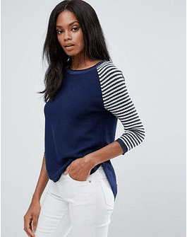 H.One Striped Sleeve Sweater