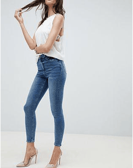 DESIGN Ridley high waist skinny jeans in extreme mid wash