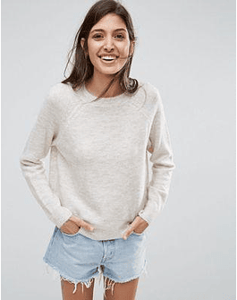 Sweater In Fluffy Yarn With Crew Neck