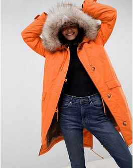 DESIGN luxe parka with faux fur trim