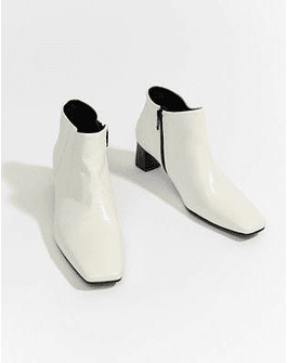 Vagabond Ebba White Leather Ankle Boot with Narrow Heel