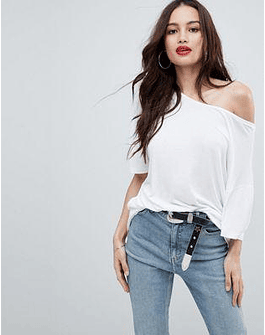 DESIGN Off Shoulder T-Shirt In Rib