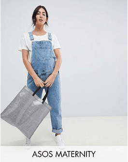 DESIGN Maternity denim overall in midwash blue