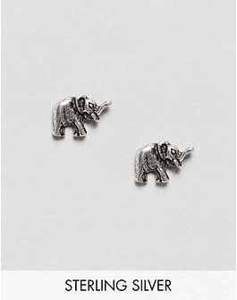 Kingsley Ryan sterling silver elephant stud earrings