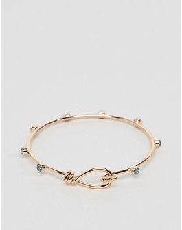 DESIGN bangle bracelet with stone detailing in gold