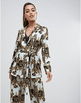 DESIGN tailored soft scarf print relaxed blazer
