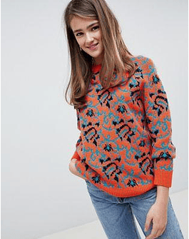 DESIGN Sweater In Tapestry Pattern