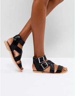 FARGO Leather Gladiator Flat Sandals