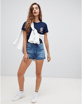 Tommy Jeans downturned hem denim shorts