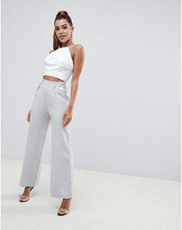 DESIGN wide leg pants with pleat detail