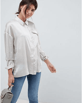 DESIGN oversized shirt in satin