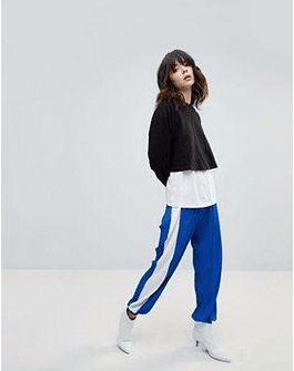 Pleated Plisse Joggers with Side Stripe