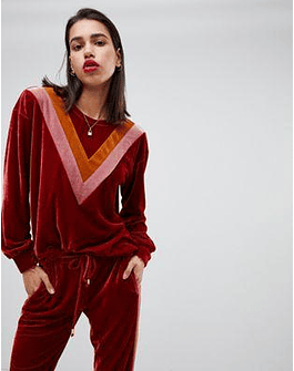 Sofie Schnoor velvet sweater with contrast chevron