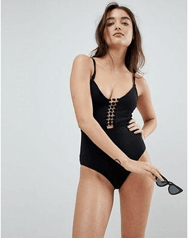 New Look Strappy Buckle Detail Swimsuit