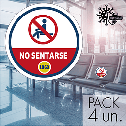 Señalética "NO SENTARSE" 15X15 Adhesivo PVC - Pack 4 un.