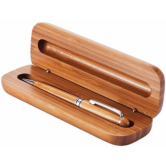 Boligrafo de bamboo con estuche 