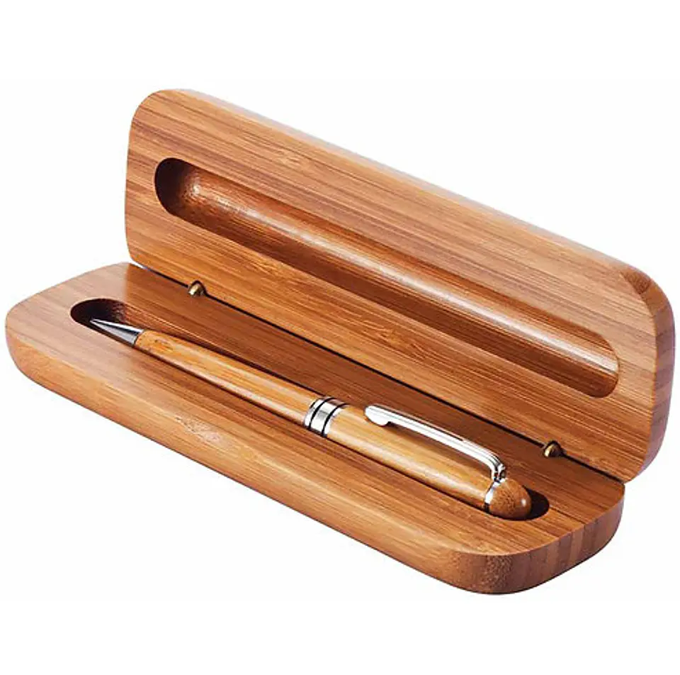 Bolígrafo de bamboo con estuche personalizado 1