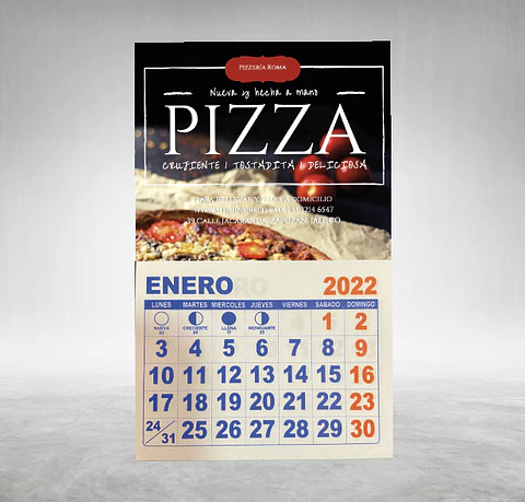 Calendario con imán refrigerador