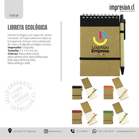 Libreta ecológica con lápiz 9x14 cm